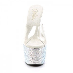 Pleaser Bejeweled-701DM Badesandaler Dame Sølv | 12ZLMJWYE