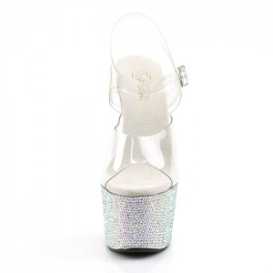 Pleaser Bejeweled-708DM Sandaler Dame Sølv | 73KXUBDWG