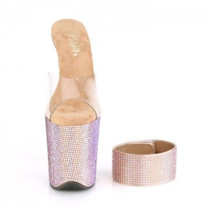 Pleaser Bejeweled-812RS Badesandaler Dame Lyserød Guld | 43RXWZBPK