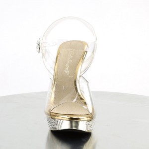 Pleaser Elegant-408 Sandaler Dame Guld | 10IUGMBPO