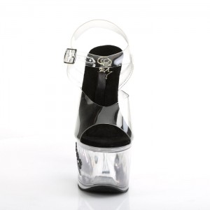 Pleaser Tipjar-708-5 Badesandaler Dame Sort | 48GMOTNWH