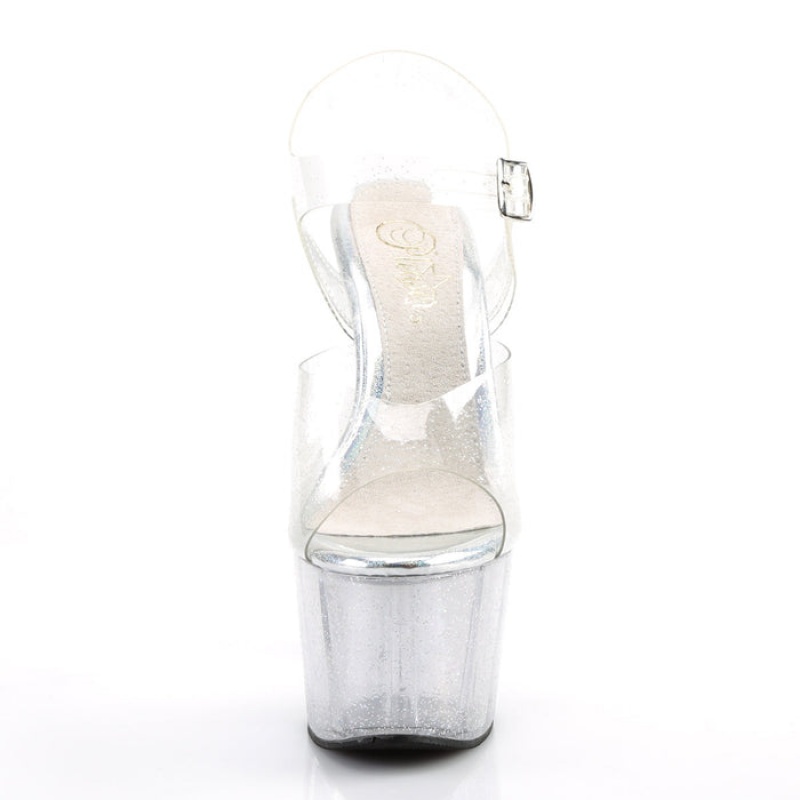 Pleaser Adore-708MMG Sandaler Dame Clear | 23VLFMZDQ