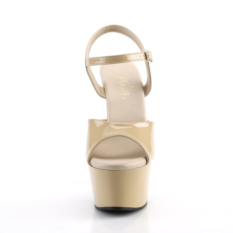 Pleaser Aspire-609 Sandaler Dame Beige | 73QNWKAFZ