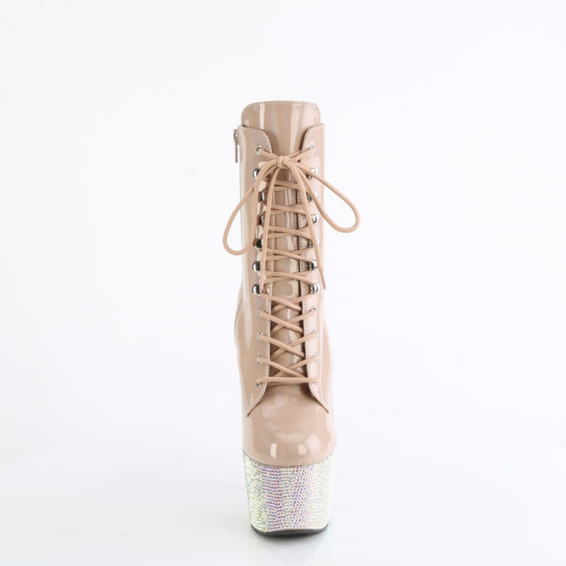 Pleaser Bejeweled-1020-7 Støvler Dame Beige | 32IUTZOFD