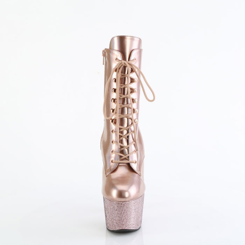 Pleaser Bejeweled-1020-7 Støvler Dame Lyserød Guld | 01QREDGOI