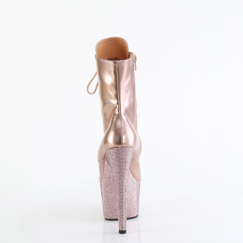 Pleaser Bejeweled-1020-7 Støvler Dame Lyserød Guld | 01QREDGOI