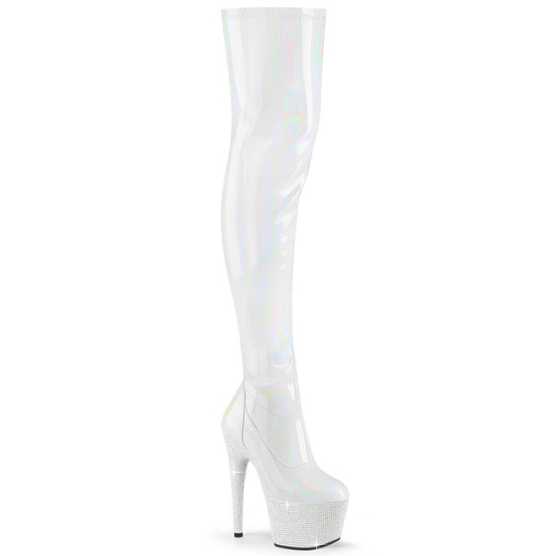 Pleaser Bejeweled-3000-7 Støvler Dame Hvide | 35XWYTKRC