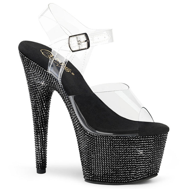 Pleaser Bejeweled-708DM Sandaler Dame Sort | 92CXALUHY