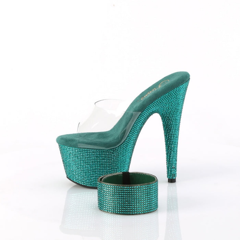 Pleaser Bejeweled-712RS Badesandaler Dame Grøn | 34AHJSDMV