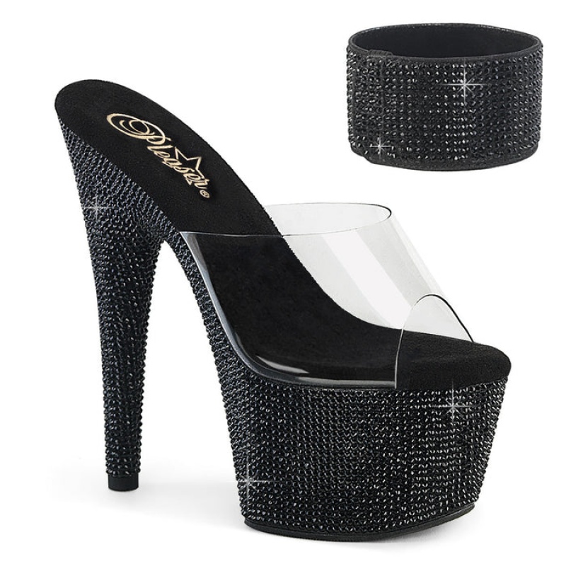 Pleaser Bejeweled-712RS Badesandaler Dame Sort | 83OYVBRDS