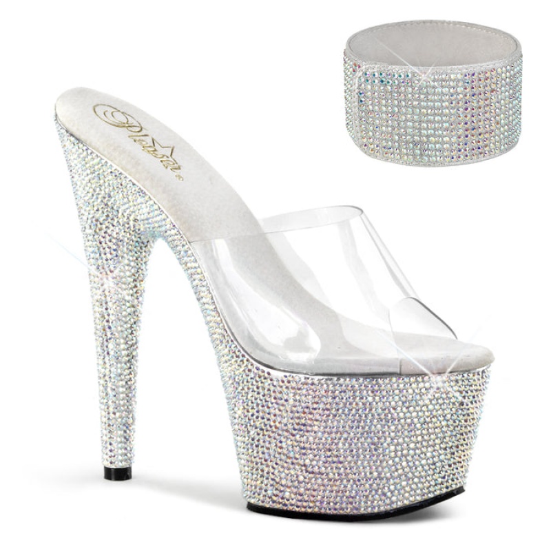 Pleaser Bejeweled-712RS Badesandaler Dame Sølv | 01GNBAQRD