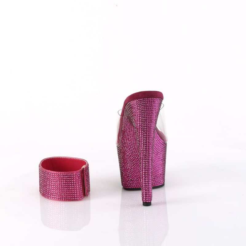 Pleaser Bejeweled-712RS Badesandaler Dame Fuchsia | 75WFEHUNQ