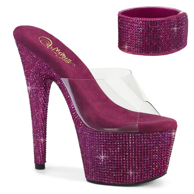 Pleaser Bejeweled-712RS Badesandaler Dame Fuchsia | 75WFEHUNQ