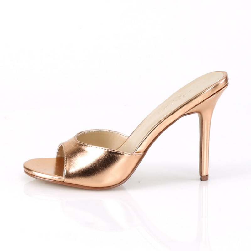 Pleaser Classique-01 Badesandaler Dame Lyserød Guld | 25TROPAQV