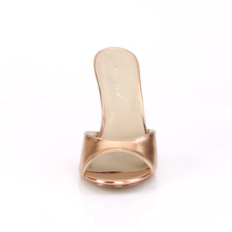 Pleaser Classique-01 Badesandaler Dame Lyserød Guld | 25TROPAQV