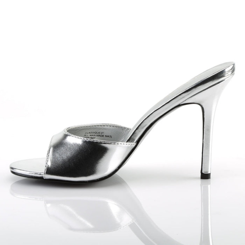 Pleaser Classique-01 Badesandaler Dame Sølv | 28WKHPCGL