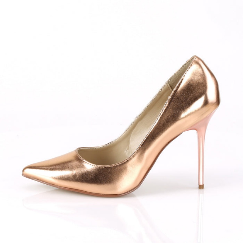 Pleaser Classique-20 Stiletter Dame Lyserød Guld Metal | 73MZFXLTY