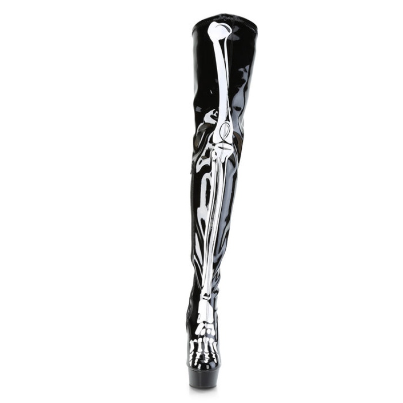 Pleaser Delight-3000BONE Støvler Dame Sort | 53KCBJPEM