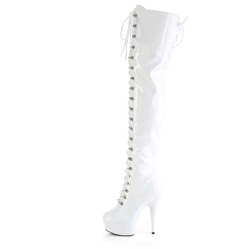 Pleaser Delight-3022 Støvler Dame Hvide | 26XKGSMZF