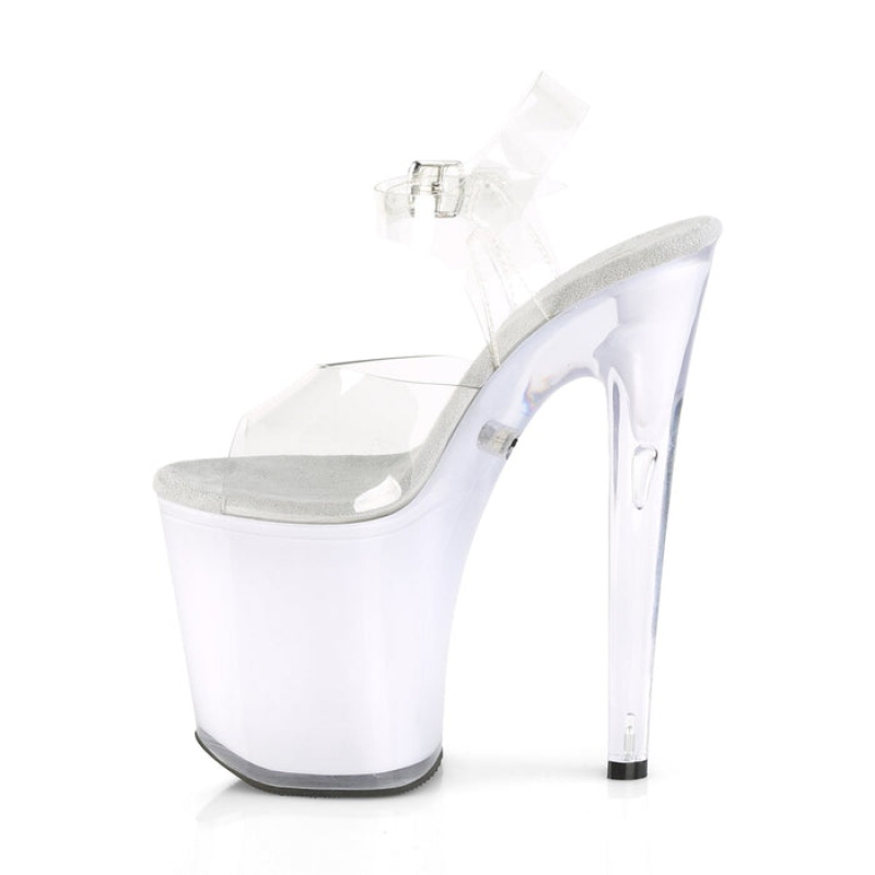 Pleaser Discolite-808 T-Straps Dame Hvide | 29IULCFKW