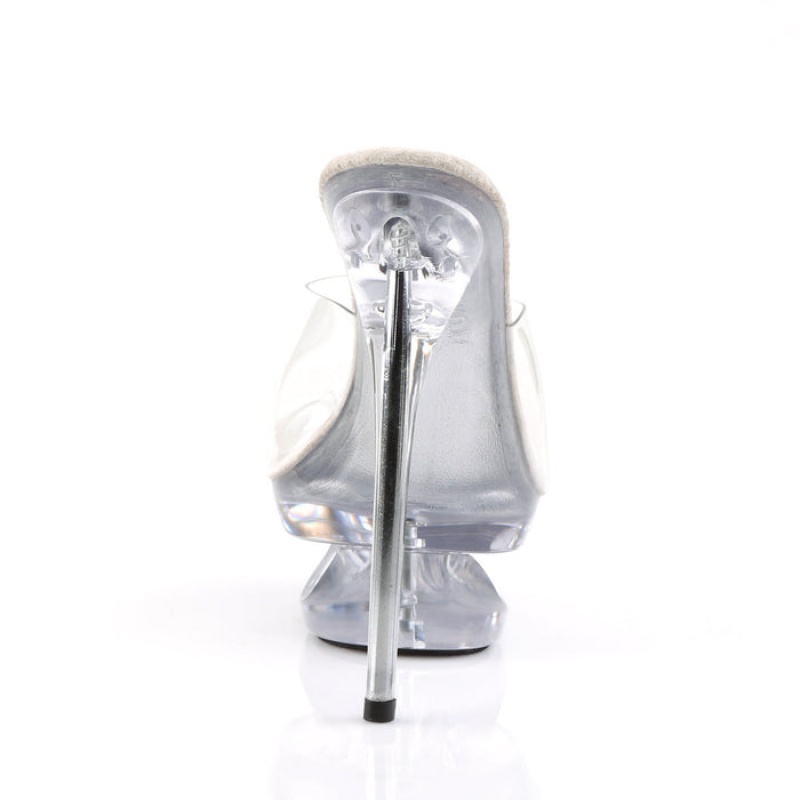 Pleaser Eclipse-601 Badesandaler Dame Clear | 03SOQUXWD