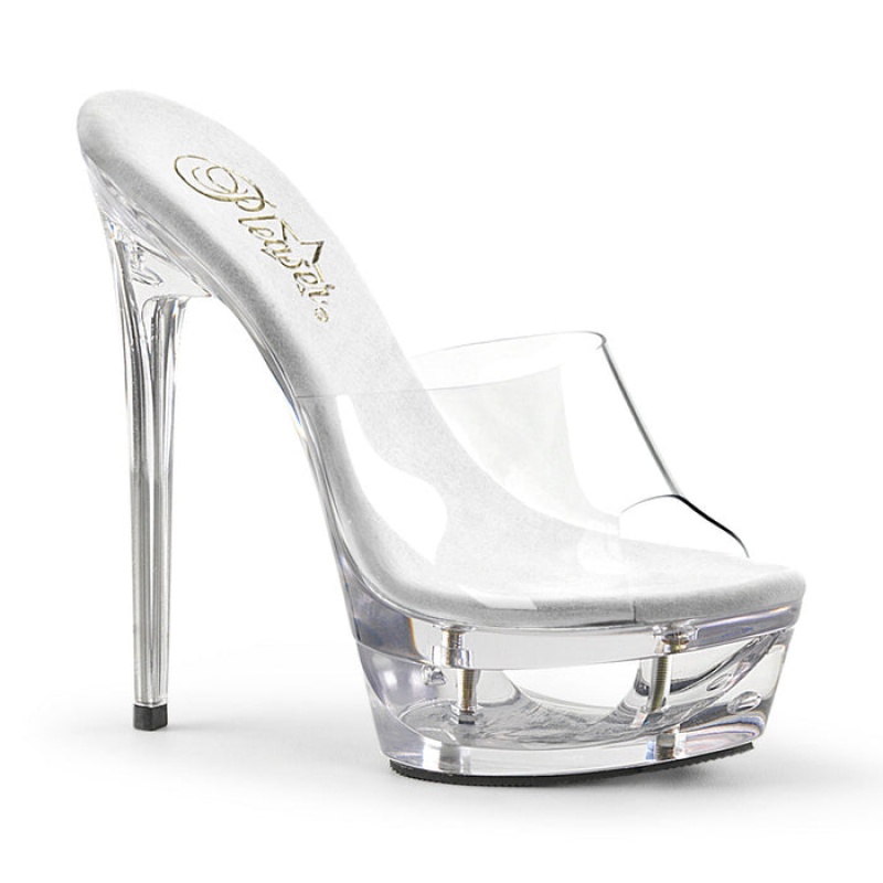 Pleaser Eclipse-601 Badesandaler Dame Clear | 03SOQUXWD