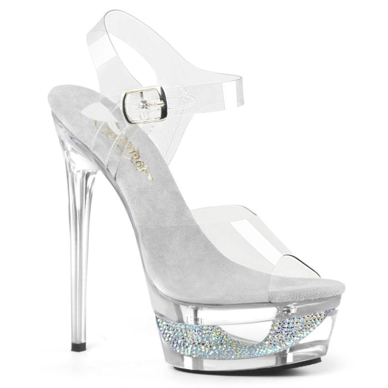 Pleaser Eclipse-608DM Sandaler Dame Clear | 62TJCYFEB