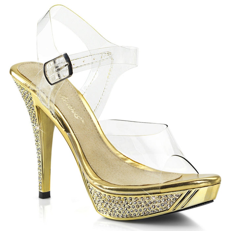 Pleaser Elegant-408 Sandaler Dame Guld | 10IUGMBPO