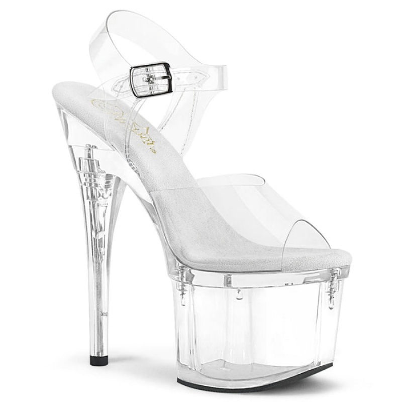 Pleaser Esteem-708 Sandaler Dame Clear | 68TEFRWZU