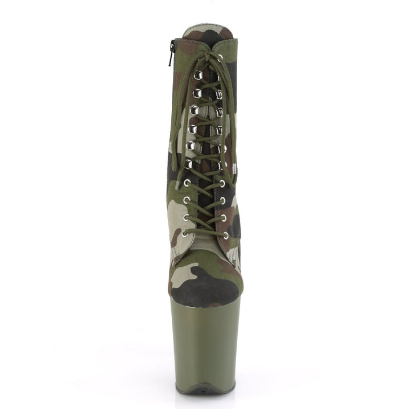 Pleaser Flamingo-1020CAMO Støvler Dame Grøn | 23YNKARVM