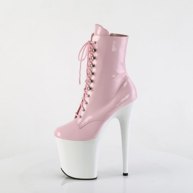 Pleaser Flamingo-1020 Støvler Dame Lyserød Hvide | 84MTSYVNH