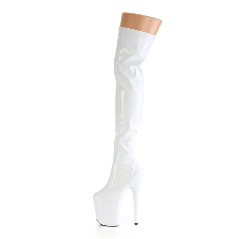 Pleaser Flamingo-3000HWR Støvler Dame Hvide | 05HBLMNQC