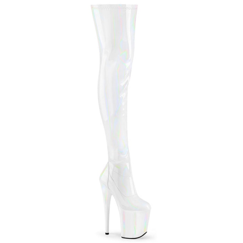 Pleaser Flamingo-3000HWR Støvler Dame Hvide | 05HBLMNQC