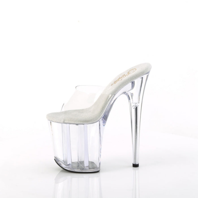 Pleaser Flamingo-801 Badesandaler Dame Clear | 78EGQVOKC