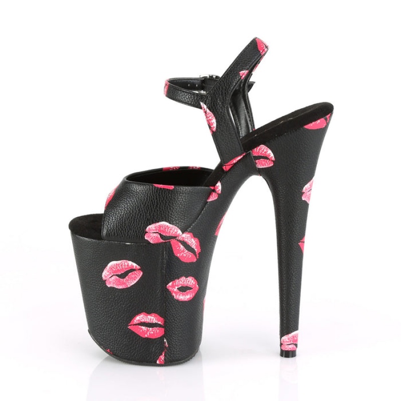 Pleaser Flamingo-809KISSES Sandaler Dame Sort | 09QVYTIED