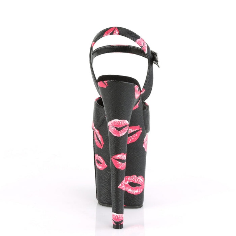 Pleaser Flamingo-809KISSES Sandaler Dame Sort | 09QVYTIED