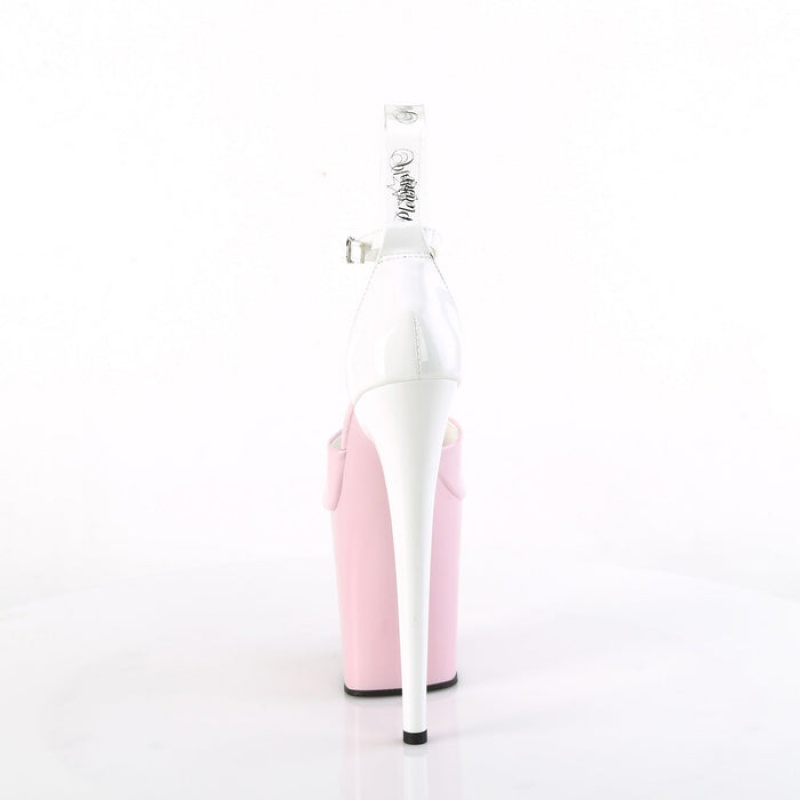 Pleaser Flamingo-868 Sandaler Dame Lyserød Hvide | 08CKPBIZF