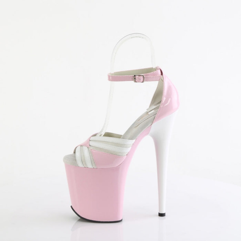 Pleaser Flamingo-884 Sandaler Dame Lyserød Hvide | 03QNLTZBA