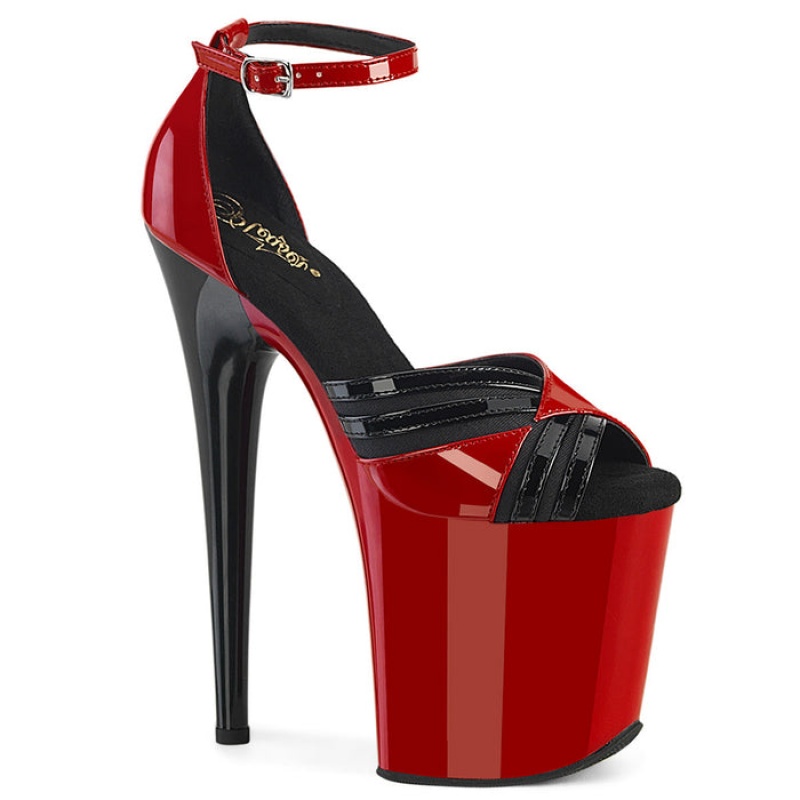 Pleaser Flamingo-884 Sandaler Dame Rød Sort | 10NYWTSOM