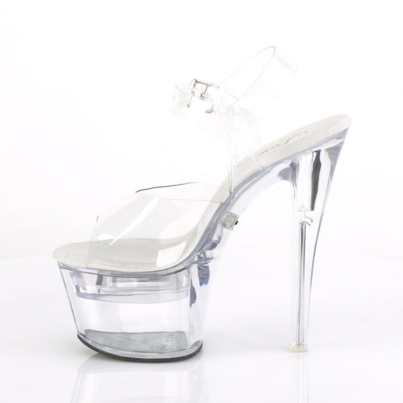 Pleaser Flashdance-708 Sandaler Dame Clear | 76HQRGPNX