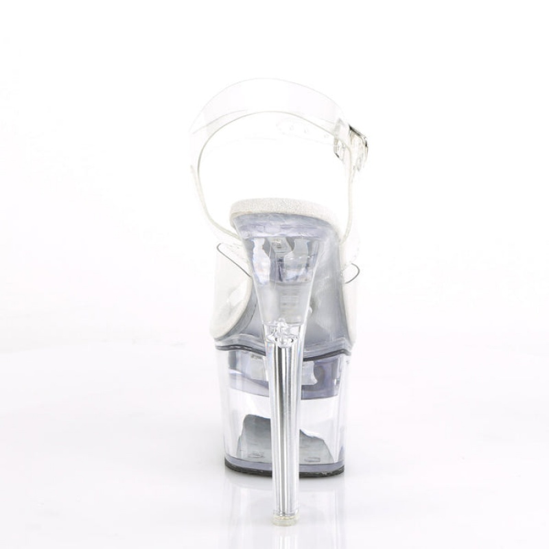 Pleaser Flashdance-708 Sandaler Dame Clear | 76HQRGPNX