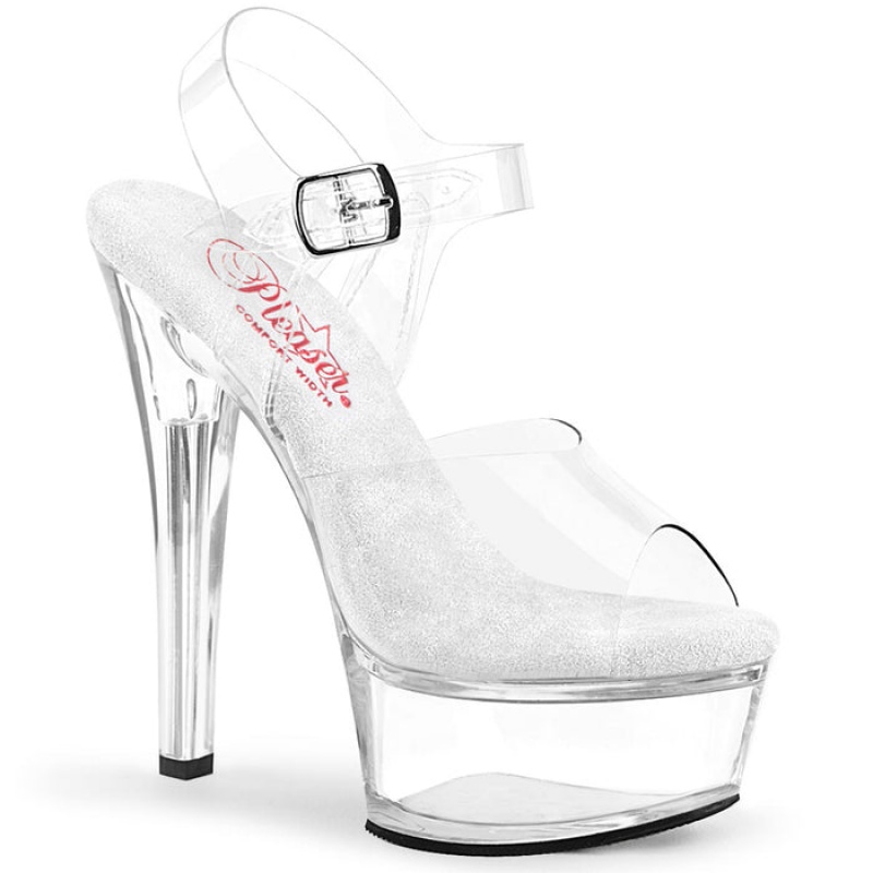 Pleaser Gleam-608 Sandaler Dame Clear | 93BMFCWPH