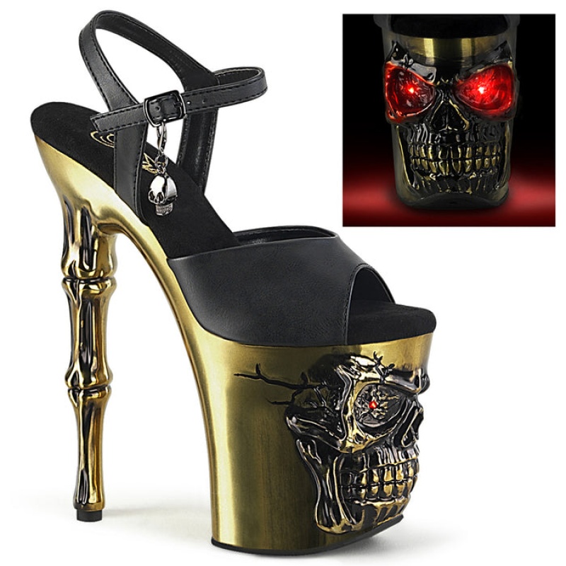 Pleaser Rapture-809-LT Sandaler Dame Sort Guld | 89VJNYELX