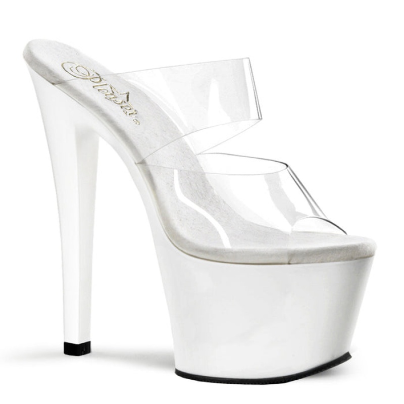 Pleaser Sky-302 Badesandaler Dame Hvide | 39DBGXVSL