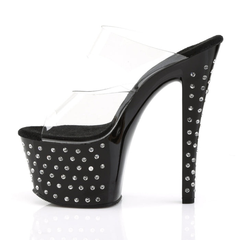 Pleaser Stardust-702 Badesandaler Dame Sort | 41QGSZRPE