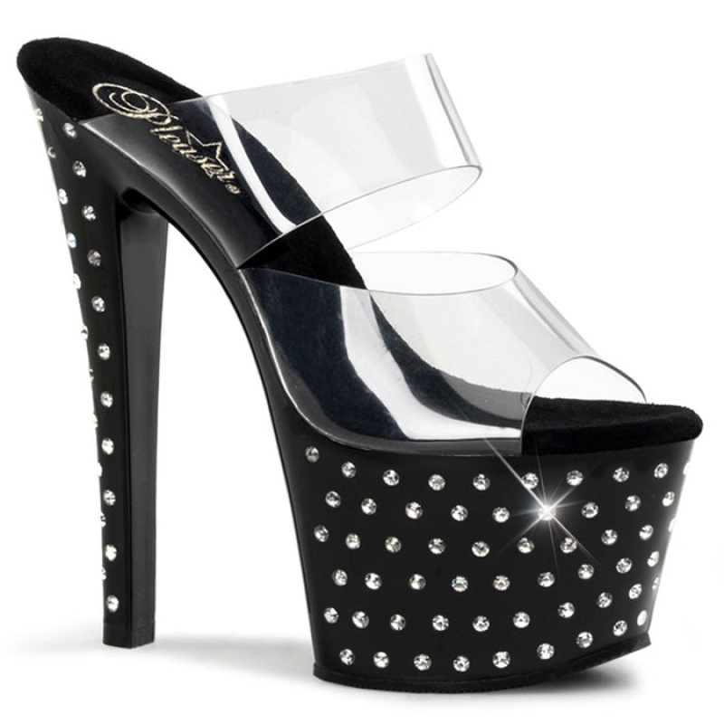 Pleaser Stardust-702 Badesandaler Dame Sort | 41QGSZRPE