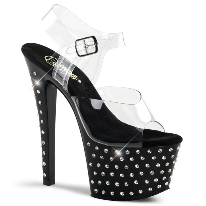 Pleaser Stardust-708 Sandaler Dame Sort | 19ASZHMBC