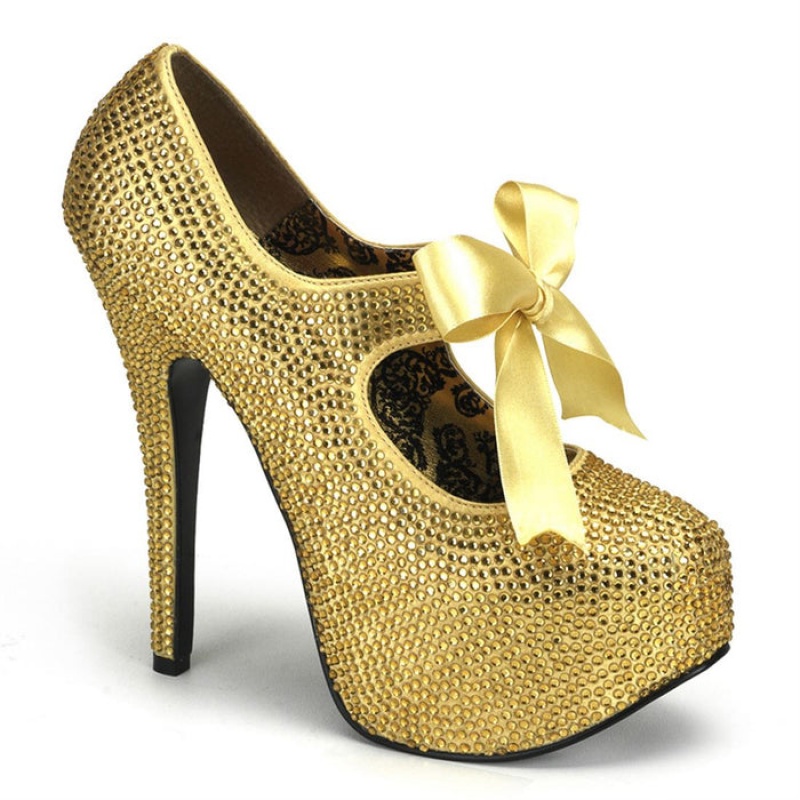 Pleaser Teeze-04R Stiletter Dame Guld | 87HOFPMNS