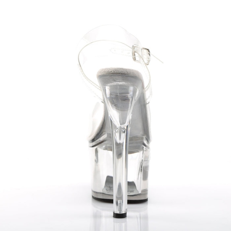 Pleaser Tipjar-708-5 Badesandaler Dame Clear | 90MOHSXYD