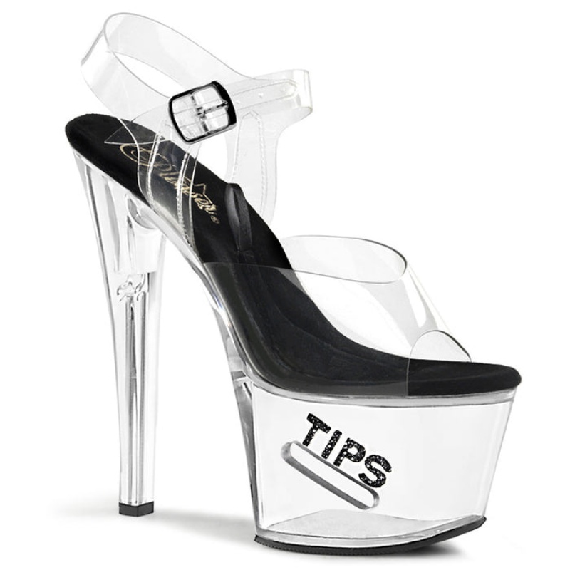 Pleaser Tipjar-708-5 Badesandaler Dame Sort | 48GMOTNWH